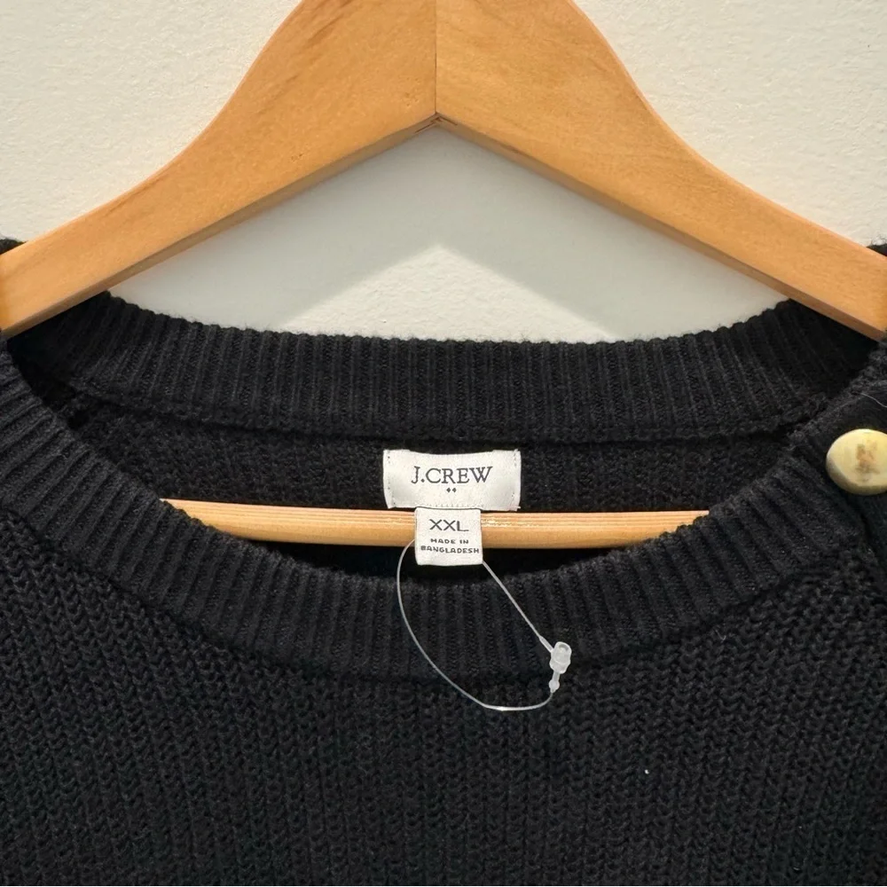 J. Crew Button Raglan Crewneck Sweater black Size XXL